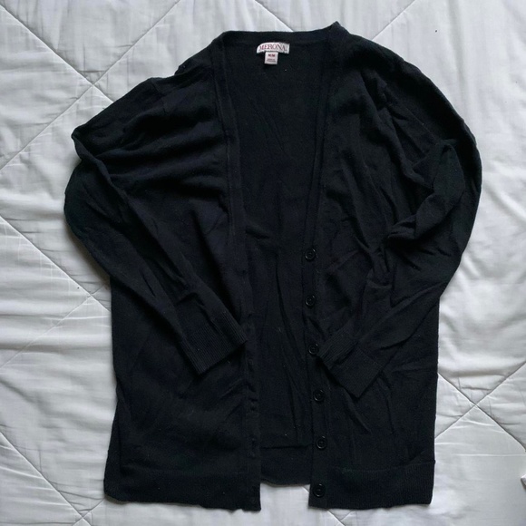 Merona women's black open front cardigan with buttons, size medium - Picture 1 of 2